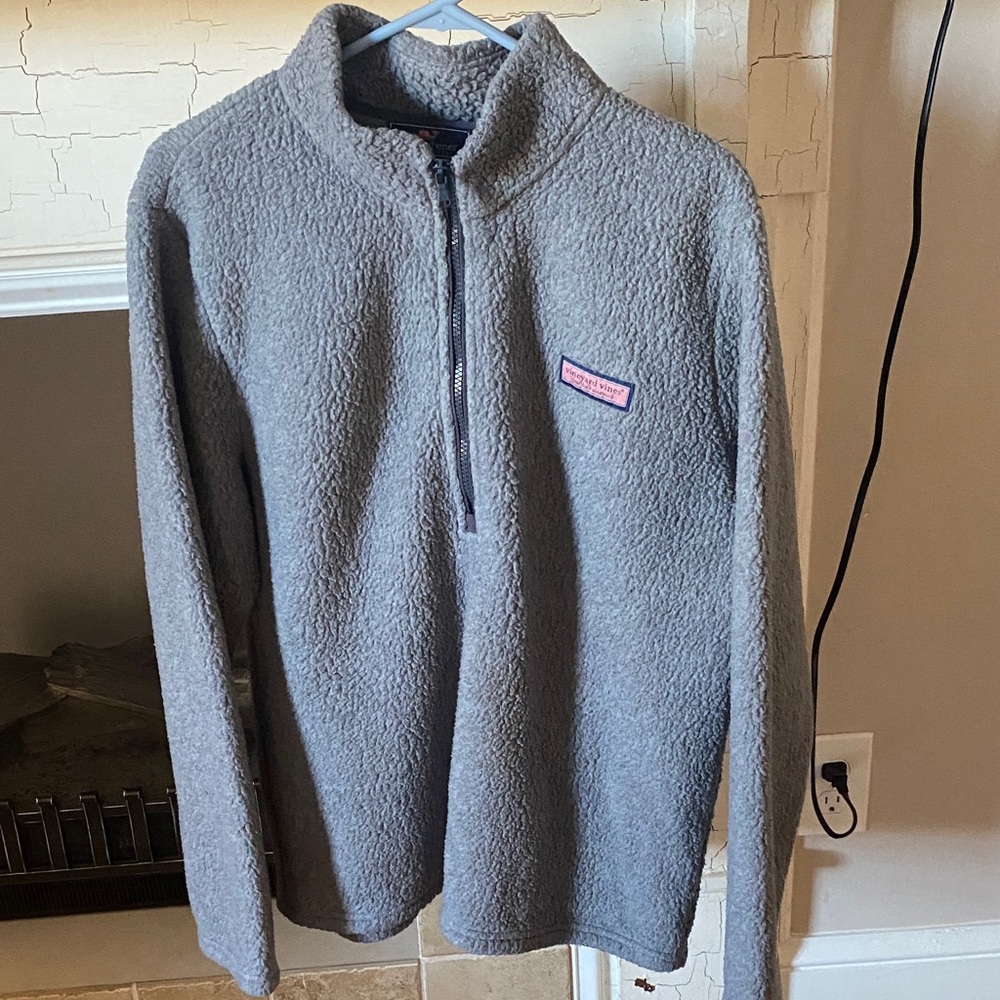 Vineyard Vines Heather Gray Fleece Quarter-Zip